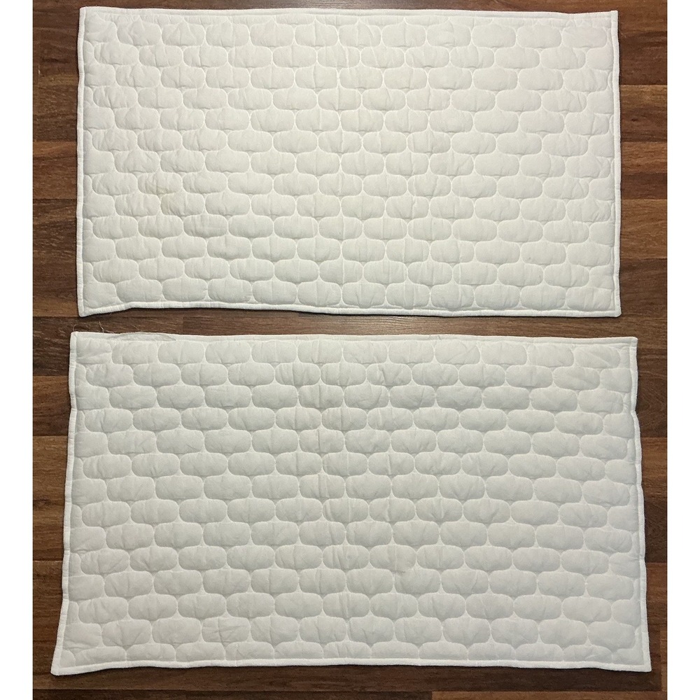 Set of 2 Crate & Barrel FONTAINE White Quilted KING Zippered Pillow Shams